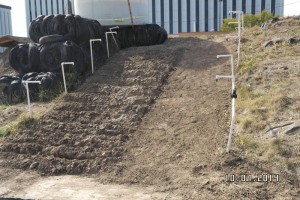 Sprinkler heads can simulate storm events on slopes. Image credit: CDOT